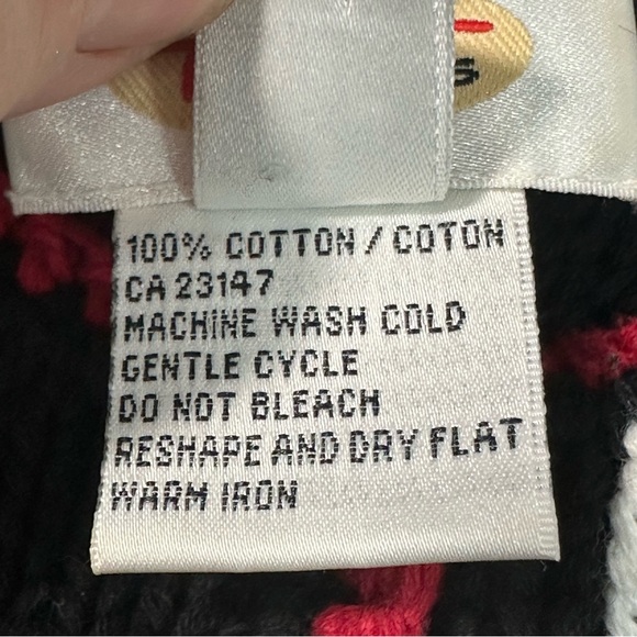 Talbots Cardigan Sweater Chunky Knit Black Red White Circles Business Casual S - Picture 6 of 9